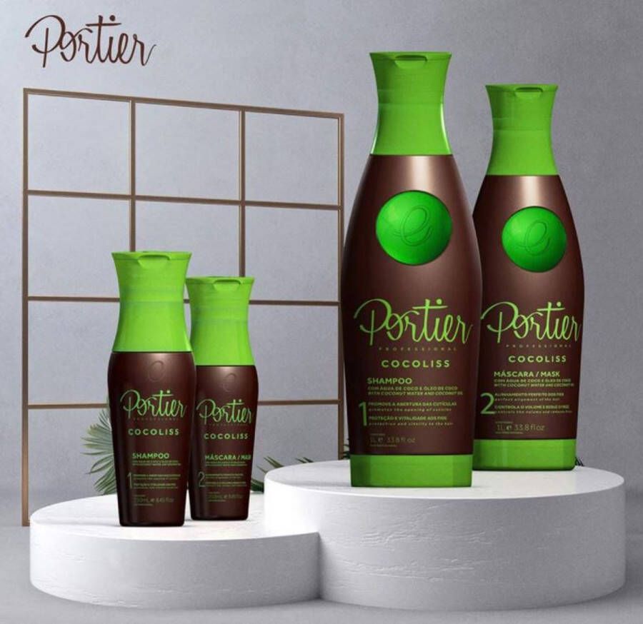 Portier CocoLiss Haar Progressiva Keratine Behandeling Set Shampoo 1 L Haarmasker 1 L