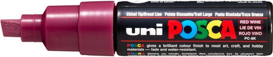 Posca Krijtstift Chalkmarker Universele Marker Uni Marker Wijnrood PC-8K 8mm Beitelpunt Large 1 stuk