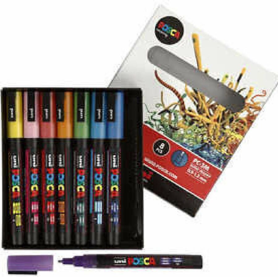 Posca Marker Paintmarker Universele Stift #8 Glitter Kleuren PC-3ML Lijndikte 0 9-1 3ML 2x8 stuks