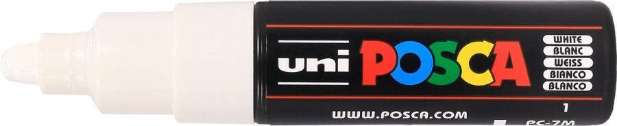 Uni Posca PC-7M Kleur Wit 4.5–5.5 mm Breed Rond Geschikt op vele materialen zoals kunststof hout karton papier glas textiel…