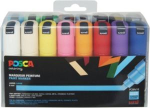 Posca paintmarker PC-8K etui met 16 stuks in geassorteerde kleuren