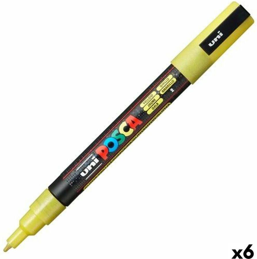 Posca Stiften PC-3M Fine Tip verfstiften Glitter geel 6 stuks