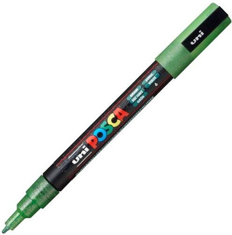 Posca Stiften PC-3M Fine Tip verfstiften Glitter groen 6 stuks