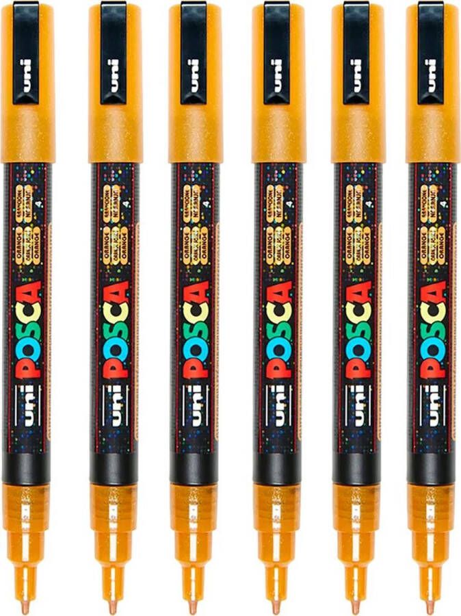 Posca Stiften PC-3M Fine Tip verfstiften Glitter oranje 6 stuks