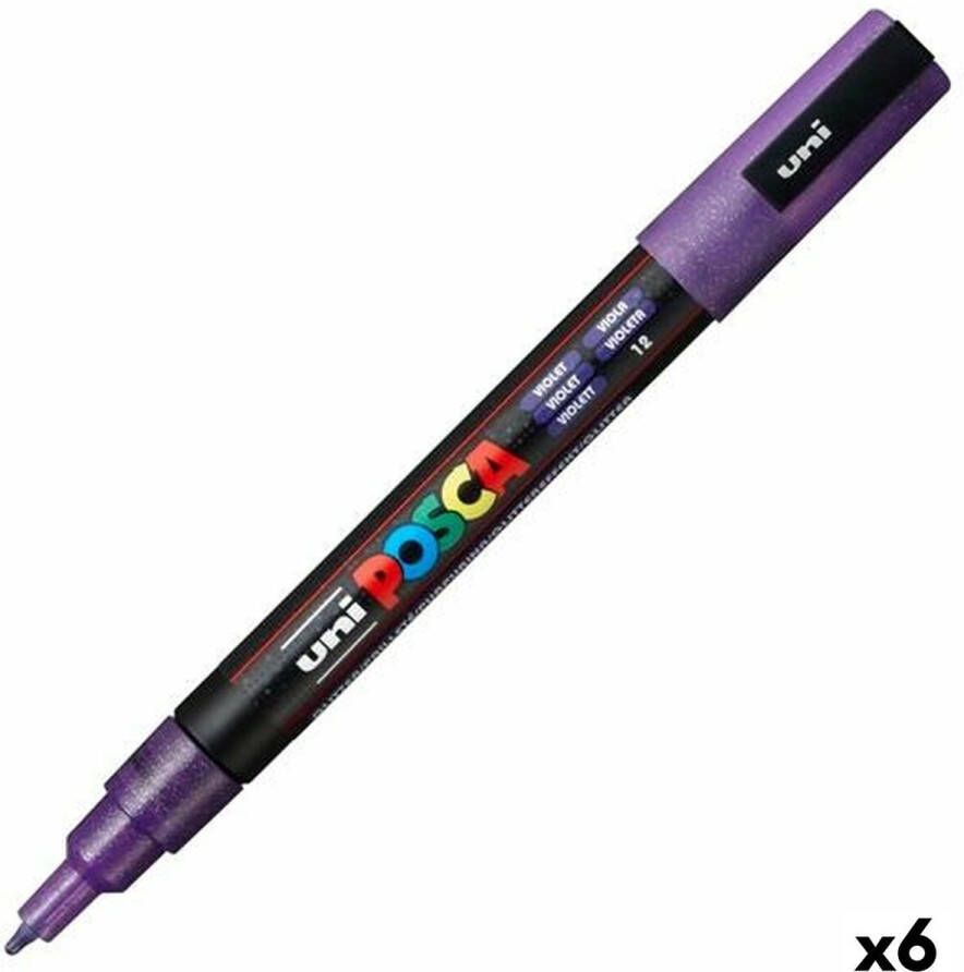 Posca Stiften PC-3M Fine Tip verfstiften Glitter paars 6 stuks