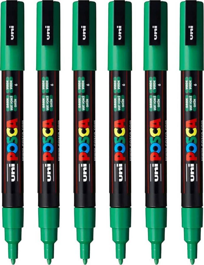 Posca Stiften PC-3M Fine Tip verfstiften Groen 6 stuks