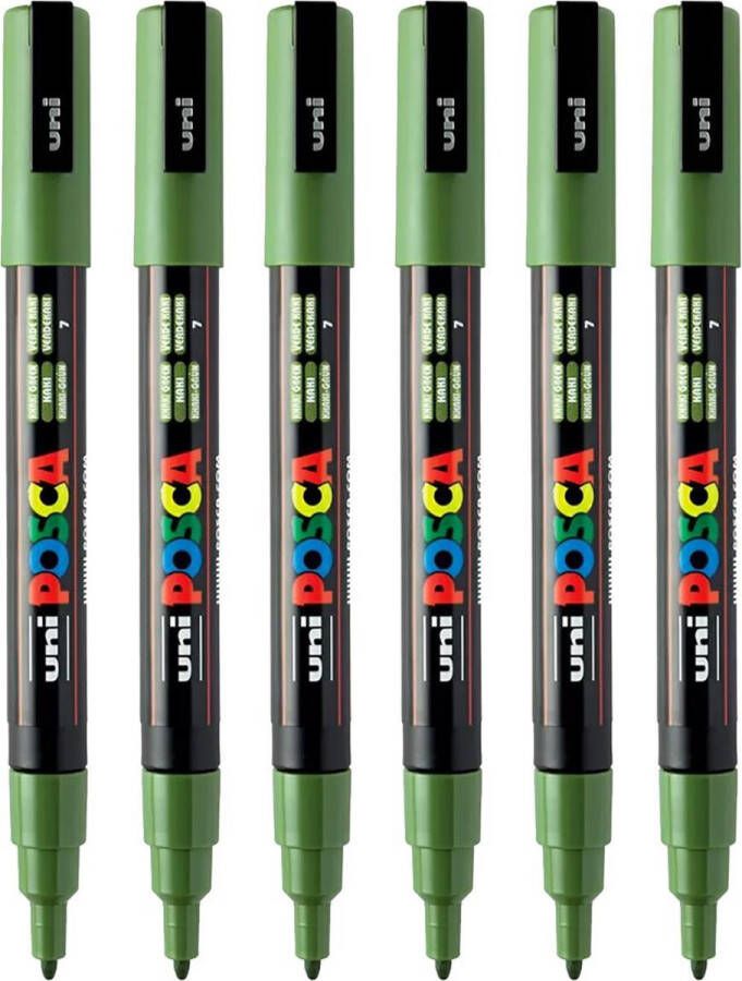 Posca Stiften PC-3M Fine Tip verfstiften Kaki groen 6 stuks
