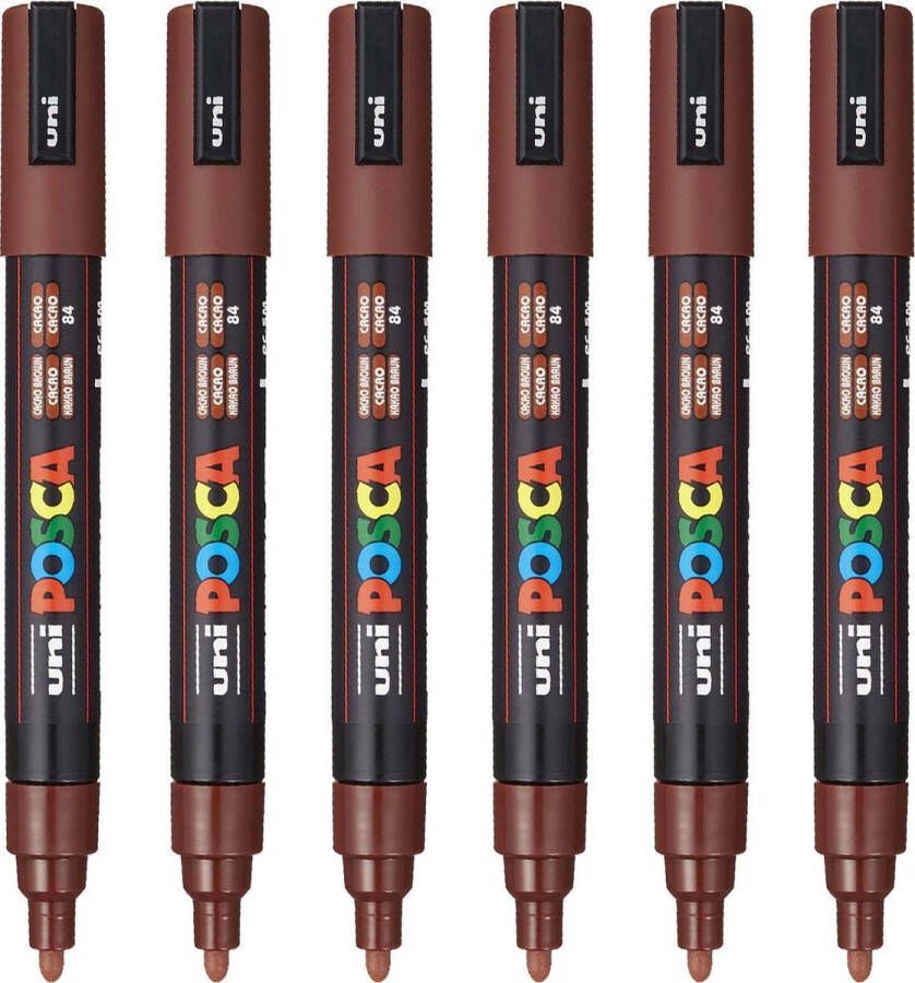 Posca Stiften PC-5M Medium Tip verfstiften Cacoa bruin 6 stuks