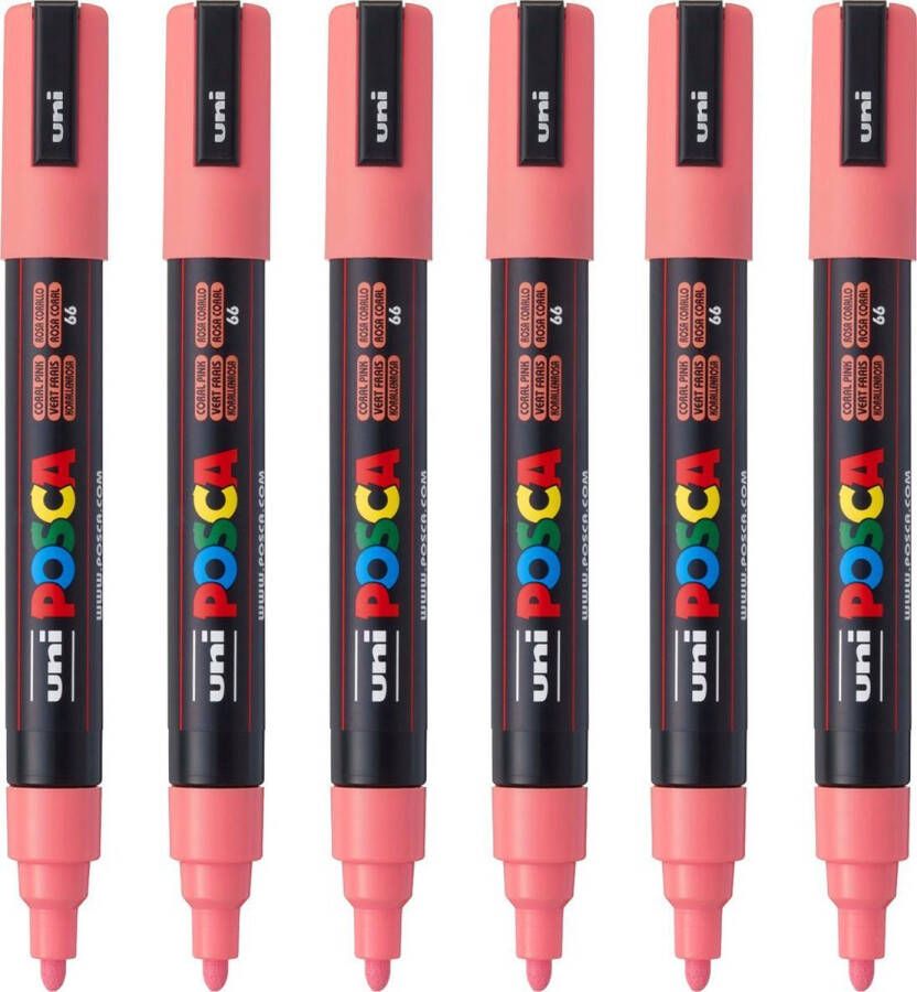 Posca Stiften PC-5M Medium Tip verfstiften Koraalpink 6 stuks