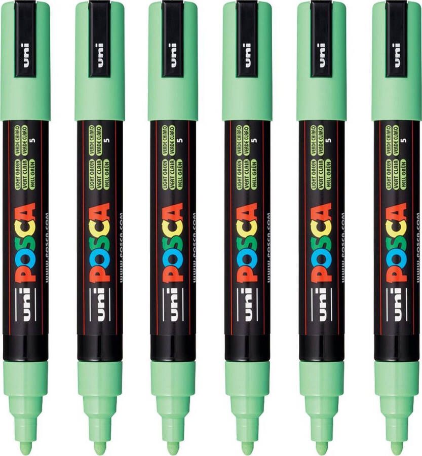 Posca Stiften PC-5M Medium Tip verfstiften Lichtgroen 6 stuks