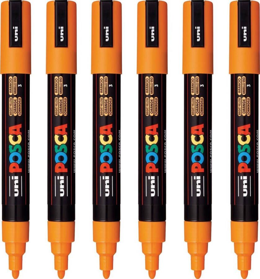 Posca Stiften PC-5M Medium Tip verfstiften Oranje 6 stuks