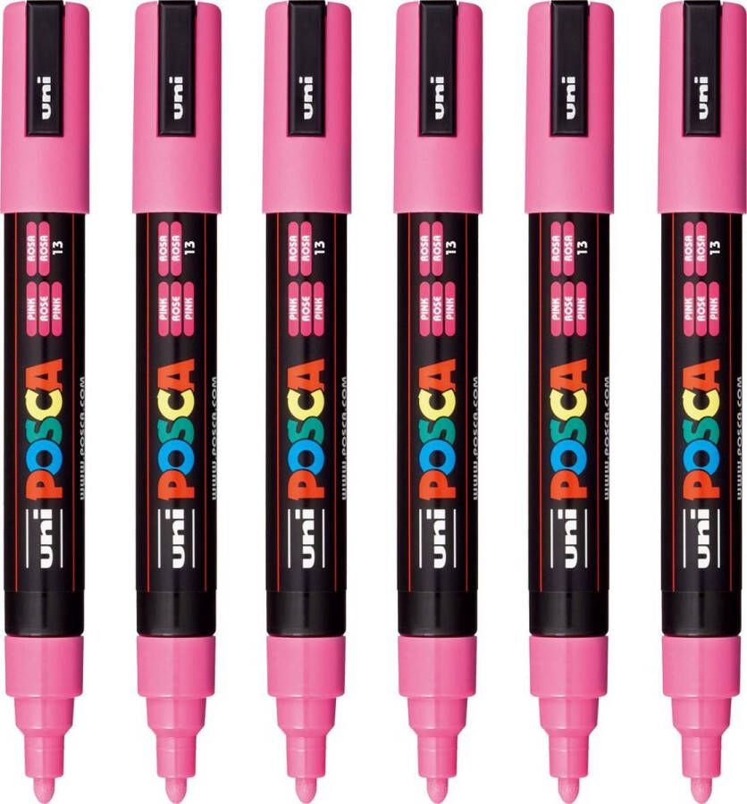 Posca Stiften PC-5M Medium Tip verfstiften Roze 6 stuks