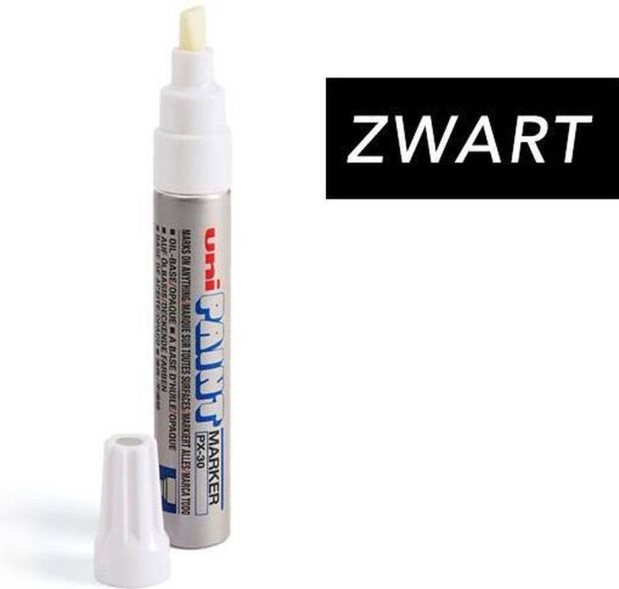 Uni Posca UNI Paint PX-30 Zwarte Paint Marker 4 8 5 mm beitelpunt Verfstift op oliebasis geschikt voor vele ondergronden zoals; glas papier ceramiek plastic of metaal