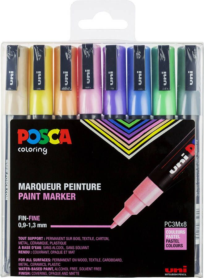 Posca Uni stiften pastel colors pc3m 0.9-1.3 mm lijn