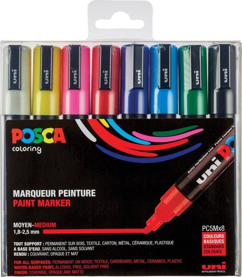 Posca Uni Stiften Standard Colors PC5M 2.5 mm lijn Japan editie