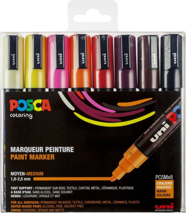 Posca Uni Stiften Warm Colors PC5M 2.5 mm lijn