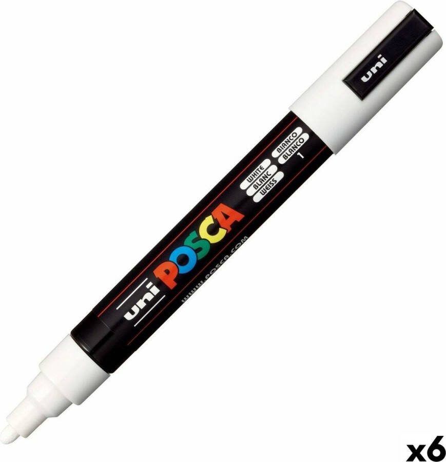 Posca Stiften PC-5M Medium Tip verfstiften Wit 6 stuks