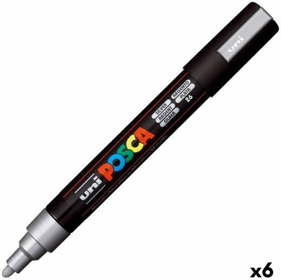Posca Stiften PC-5M Medium Tip verfstiften Zilver 6 stuks