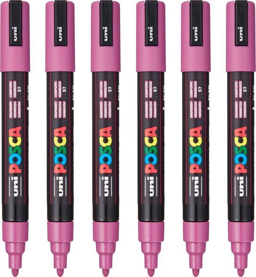 Posca Stiften PC-5M Medium Tip verfstiften Framboos paars 6 stuks