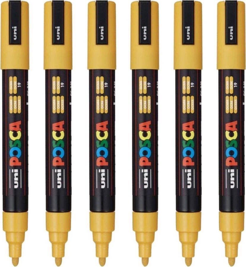 Posca Stiften PC-5M Medium Tip verfstiften Okergeel 6 stuks