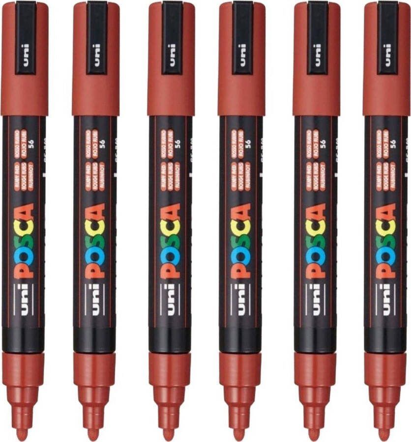 Posca Stiften PC-5M Medium Tip verfstiften Robijnrood 6 stuks