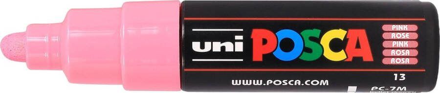 Uni Posca PC-7M Kleur Roze 4.5–5.5 mm Breed Rond Geschikt op vele materialen zoals kunststof hout karton papier glas textiel…