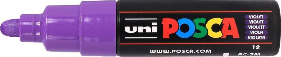 Uni Posca PC-7M Kleur Paars 4.5–5.5 mm Breed Rond Geschikt op vele materialen zoals kunststof hout karton papier glas textiel…