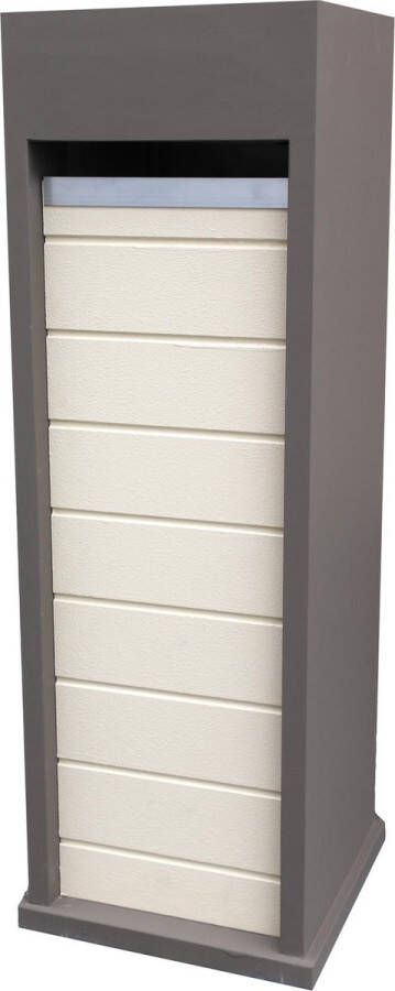 Postboxstore Vrijstaande Brievenbus York stripes Pastorijbeige Inclusief Plaatsing Gratis Retour Oude Brievenbus Cottage bruin Ral 7006 en Pastorijbeige