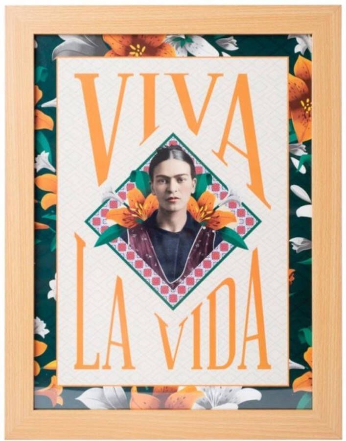 Posterpoint Frida Kahlo Ingelijst fotolijst hout eiken kleur kunst 30 x 40 cm