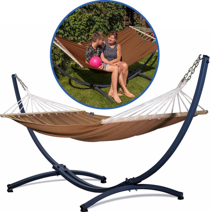 Potenza Hangmat met SPREIDSTOK en standaard– 2 persoons – EXTRA STABIEL frame tot 220 kg – Hangmatsets Grande Roma