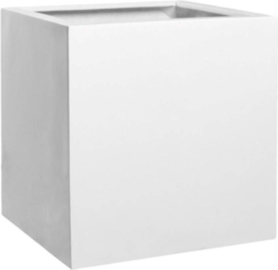 Merkloos Sans marque Plantenwinkel Pottery Pots Glossy Block square M 50x50x50 cm wit bloempot