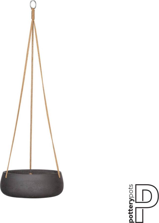 Pottery Pots Hang Bloempot-Hang Plantenschaal Black washed-Grijs-Zwart D 29 cm H 11 cm