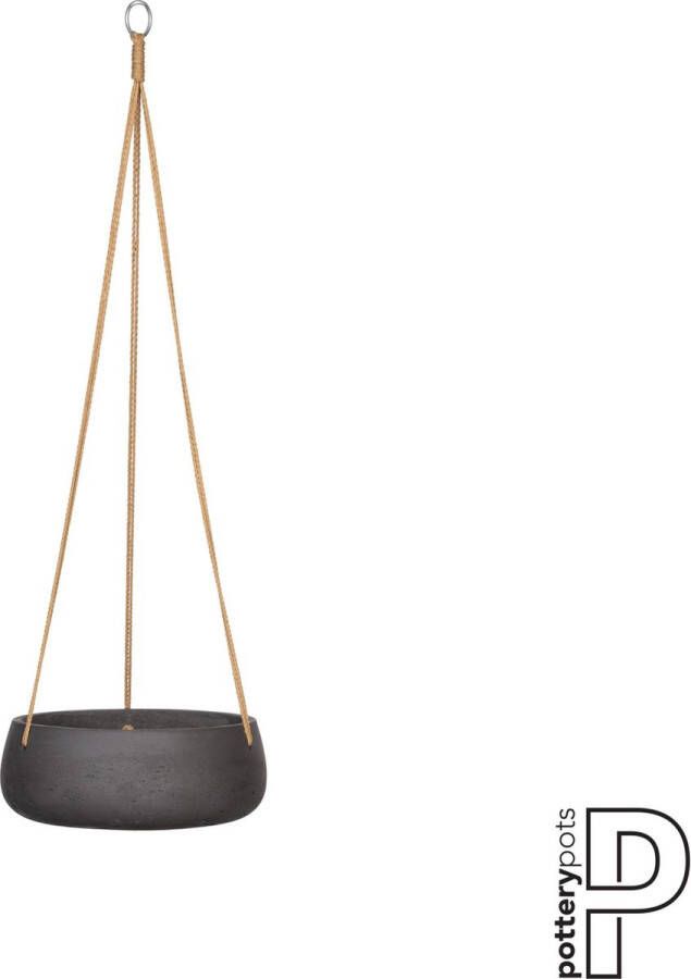 Pottery Pots Hang Bloempot-Hang Plantenschaal Black washed-Grijs-Zwart D 24 cm H 9 cm