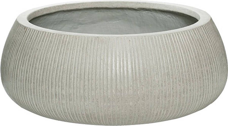 Pottery Pots Plantenwinkel Bowl Ridged Vertical Eileen XXL Cement 53x21 cm lage ronde bloempot voor binnen en buiten
