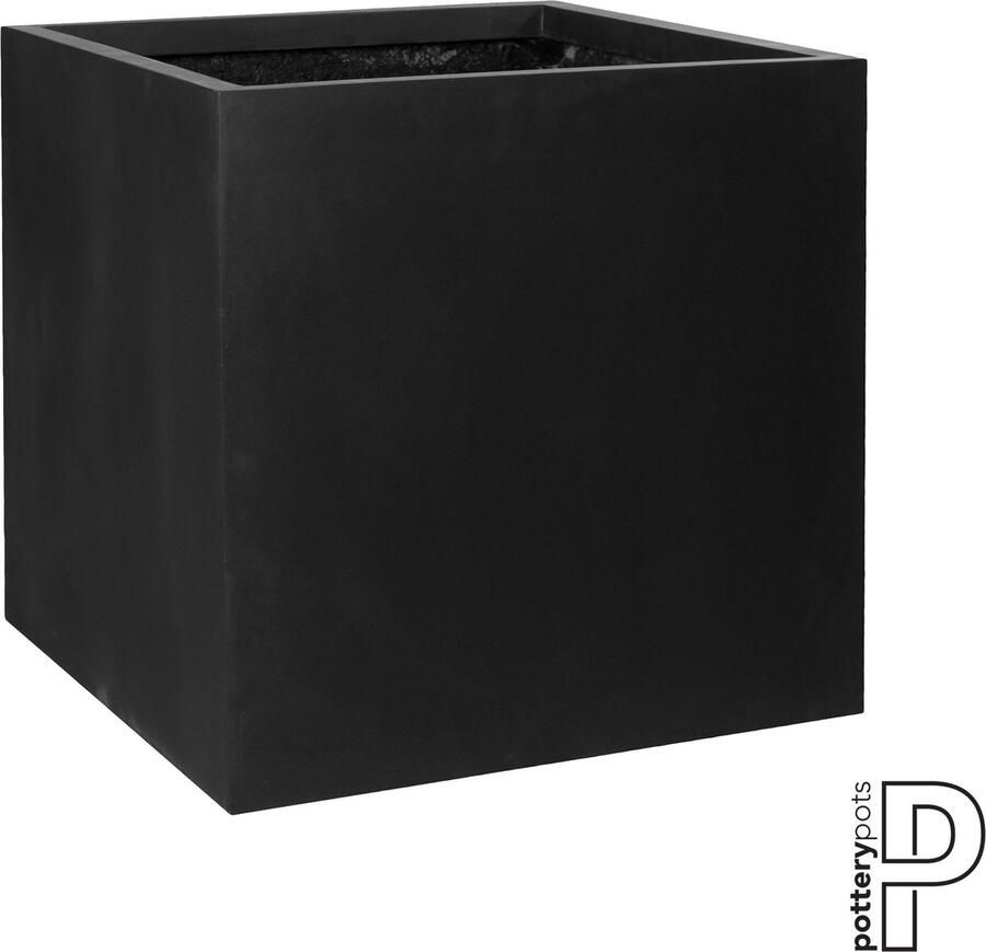 Pottery Pots Bloempot Block xxl natural 70x70x70 cm black vierkant