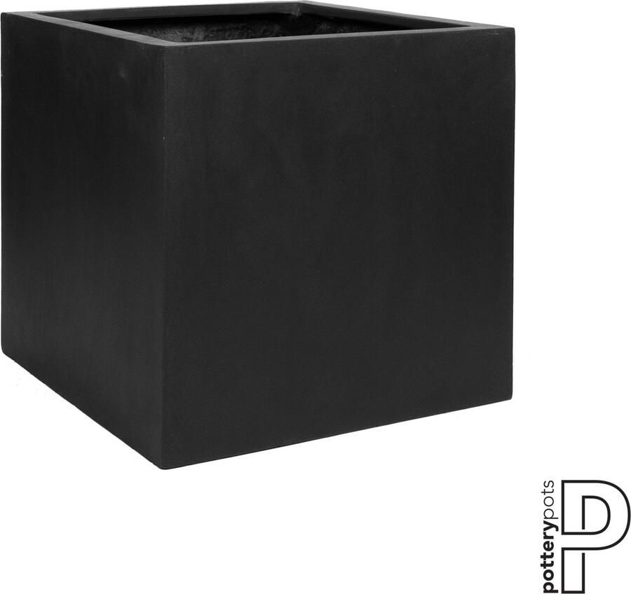 Pottery Pots Naturel Block 60x60x60 cm zwart vierkante plantenbak