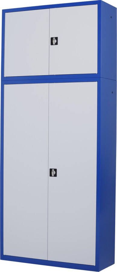 Povag Bovenkast draaideurkast kantoorkast archiefkast | 81x120x43.5 cm | Blauw grijs | DKP-114