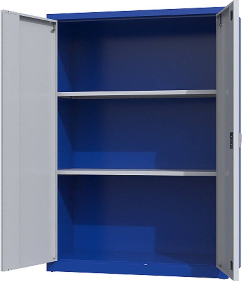 Povag Metalen archiefkast 130x92x42 cm Blauw grijs Met slot draaideurkast kantoorkast garagekast AKP-107