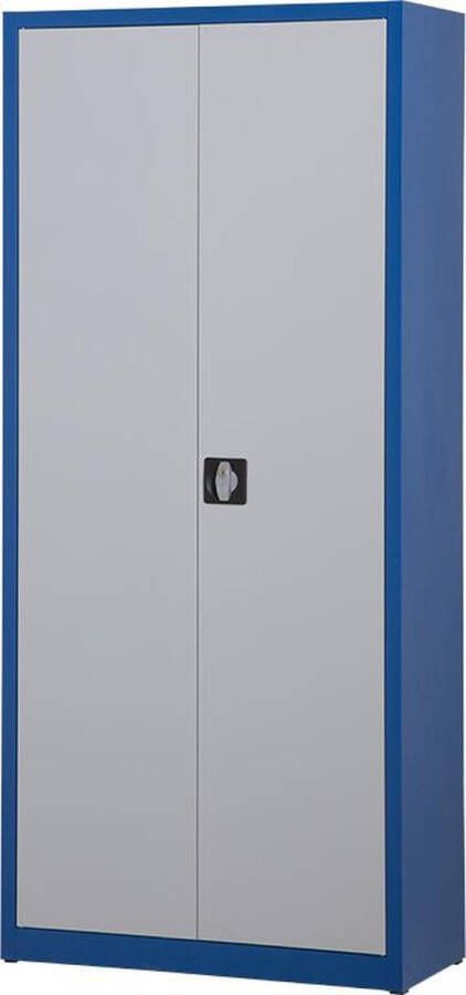 Povag Metalen archiefkast 180 x 80 x 38 cm Blauw licht grijs Met slot draaideurkast kantoorkast garage kast AKP-102
