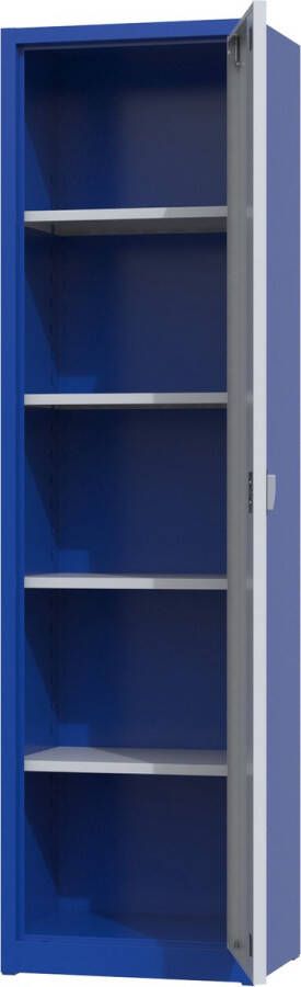 Povag Metalen archiefkast 180x50x38 cm Blauw grijs Met slot draaideurkast kantoorkast garagekast AKP-106