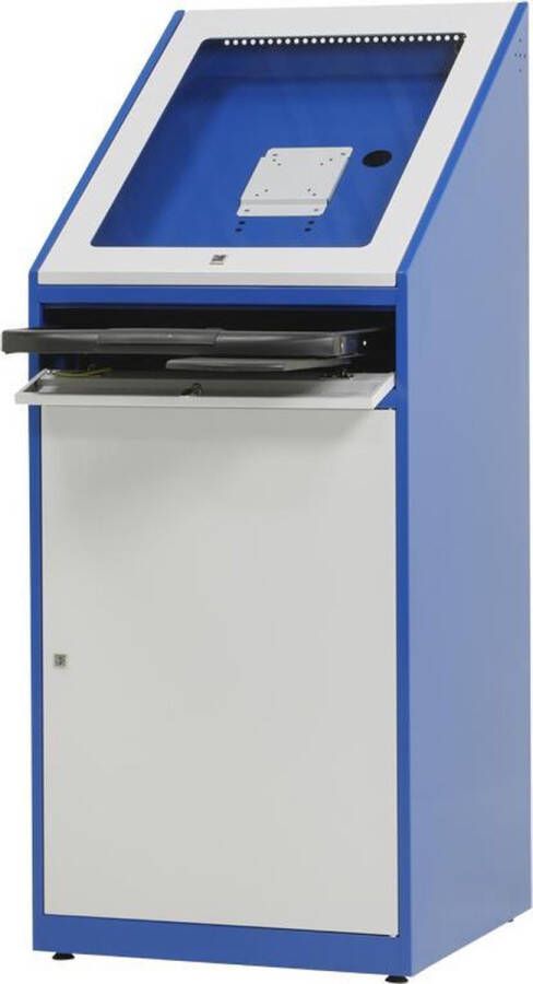 Povag Metalen computerkast werkplaats | Blauw grijs | 154 5x64x63 5 cm (HxBxD) | ventilator en ventilatierooster | CKP-104