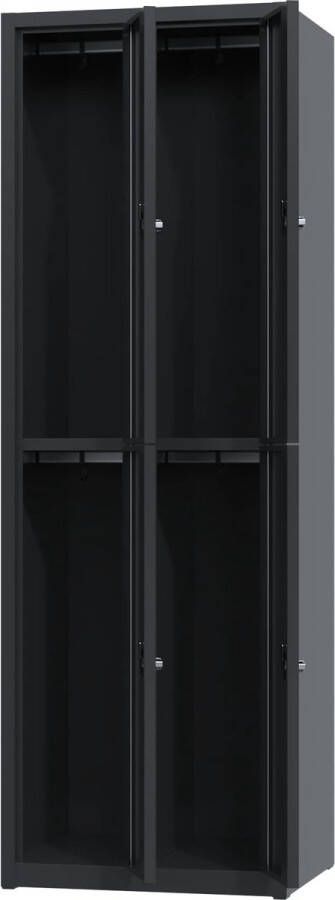 Povag Metalen lockerkast zwart 4 deurs 2 delig met slot 180x60x50 cm voordeel lijn PLP-107