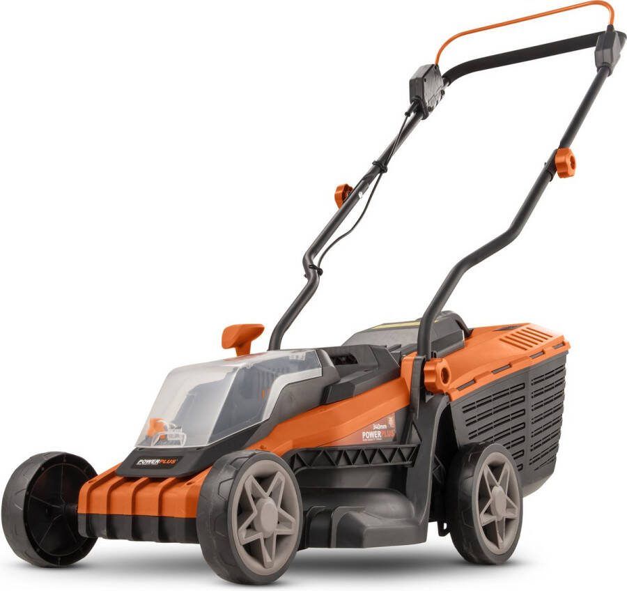 Powerplus Dual Power Accu-grasmaaier POWDPG75561 20 V 340 mm Ø grasmaaier zonder accu en lader met 30 L grasopvangbak en achteruitworp
