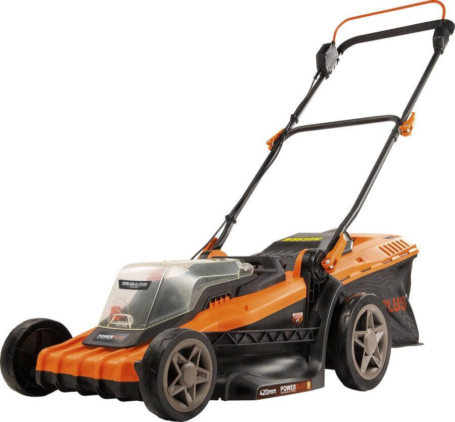 Powerplus Dual Power Accu-grasmaaier POWDPG75610 40 V 420 mm Ø grasmaaier zonder accu en lader met grasopvangbak en achteruitworp