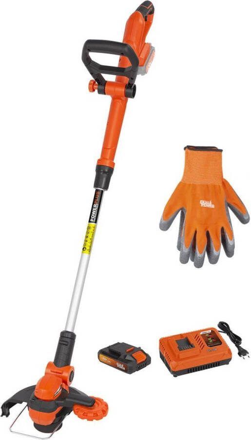 Powerplus Dual Power Accu-grastrimmer POWDPGSET39 20 V en 250 mm Ø met accu en lader en werkhandschoenen 2-in-1 tuingereedschap als grastrimmer en kantensnijder voor uw tuin
