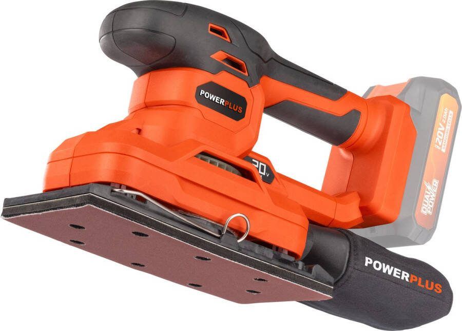 Powerplus Dual Power cordless vlakschuurmachine POWDP50300 20V schuurpapier 187x90mm 24000min-1 zonder battery & charger met 1 acc