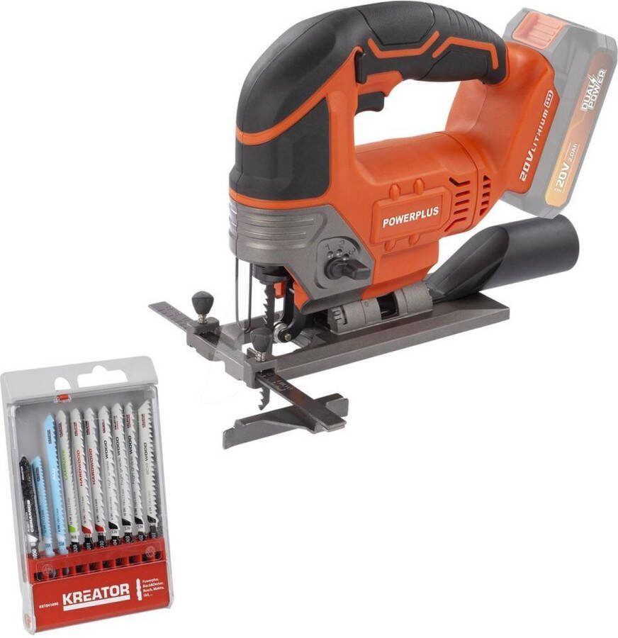 Powerplus Dual power Decoupeerzaag POWDPSET28 20 V incl. batterij 20V 2.0Ah en lader 12 acc