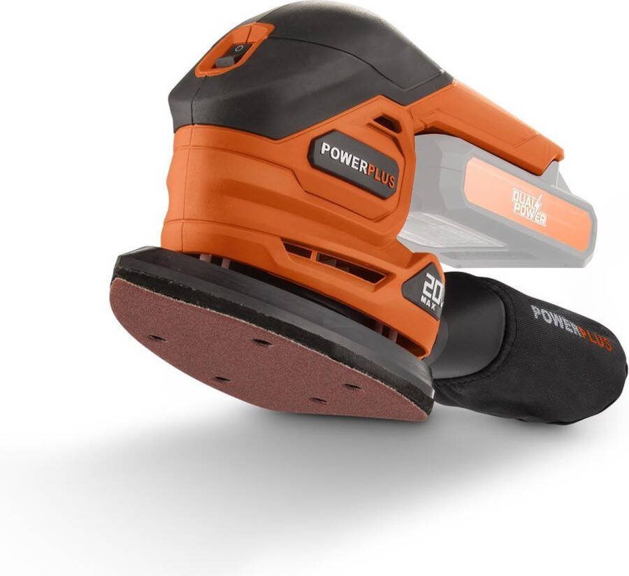 Powerplus Dual Power POWDP50200 Handpalm- multischuurschuurmachine 20V 140 x 140 x 80mm Incl Stofopvangbox en 1 schuurpapier Excl. accu en lader