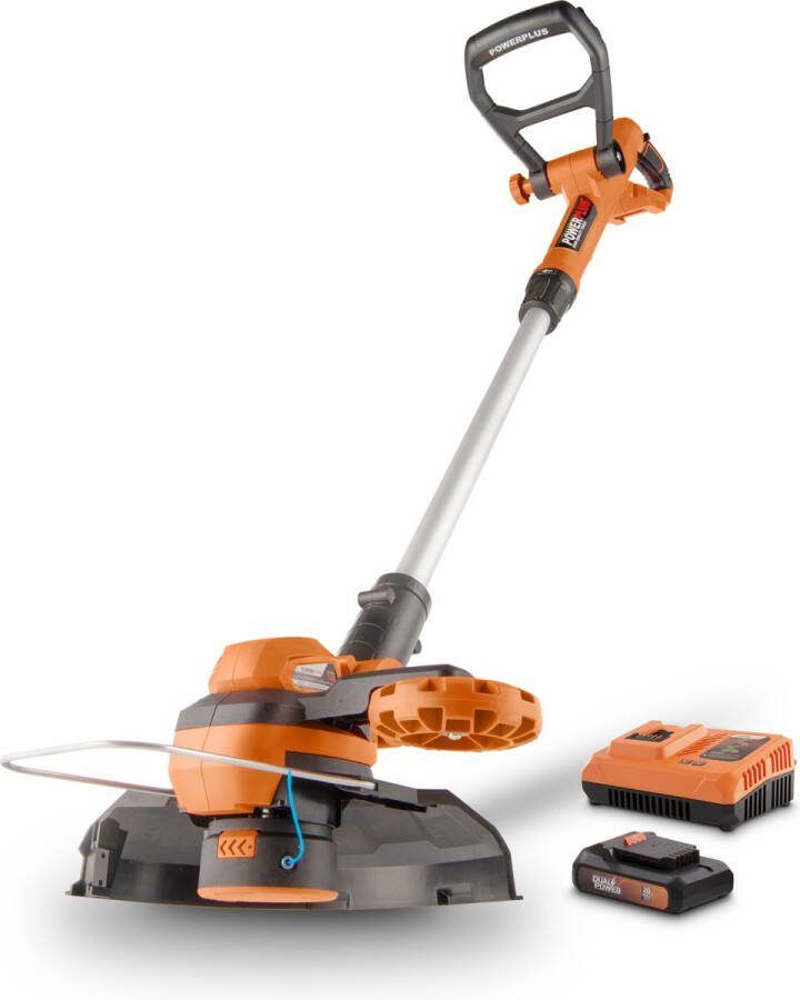 Powerplus Dual Power POWDPG75420 Elektrische grastrimmer 20V -Snijbreedte 250mm Telescopisch Incl. 1x 20V 2.0Ah accu en lader Grastrimmer voor tuin gazon en oprit