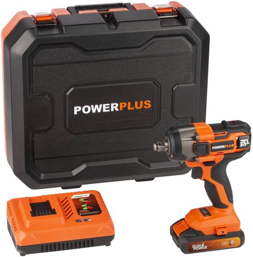 Powerplus Dual Power Slagmoersleutel POWDPSET22 20V 220Nm incl. batterij 20V 2.0Ah en lader 3 acc